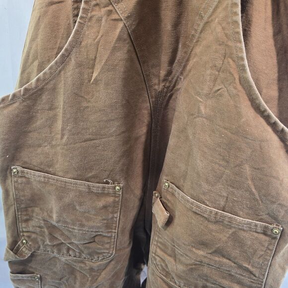 Carhartt Overalls Men 44 X 30 Bib Brown Duck Canvas Carpenter Straight R01 Vtg - Picture 10 of 12